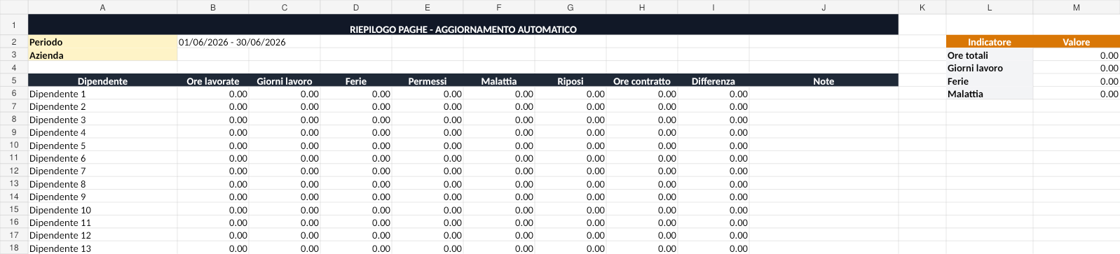 Anteprima registro presenze